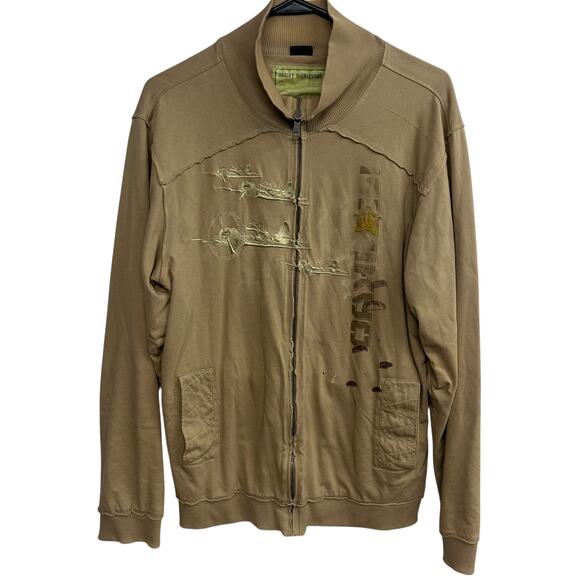 Y2K Utility Bomber Zip‎ Jacket Oakley Embroidered Planes Size L - Picture 1 of 10